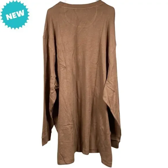 US Polo Assn Thermal Shirt Men's 4XL Logo Waffle Knit Crew Neck Brown New - Picture 2 of 7